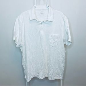 JCREW  Garment Dyed Slub Cotton Polo - White